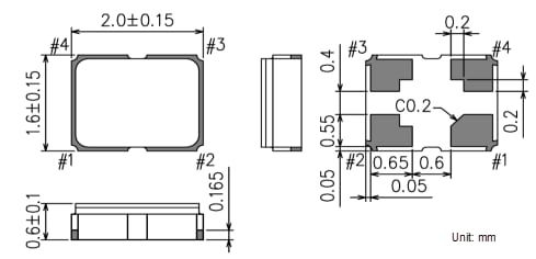 Mechanical Drawing - Epson SG-8200CJ & SG-8201CJ Programmable Oscillators